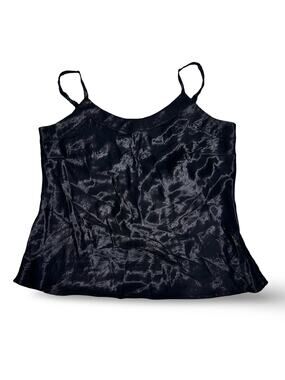 Vintage Attention Black Shimmery Silk Crushed Velvet Look Cami Size XS